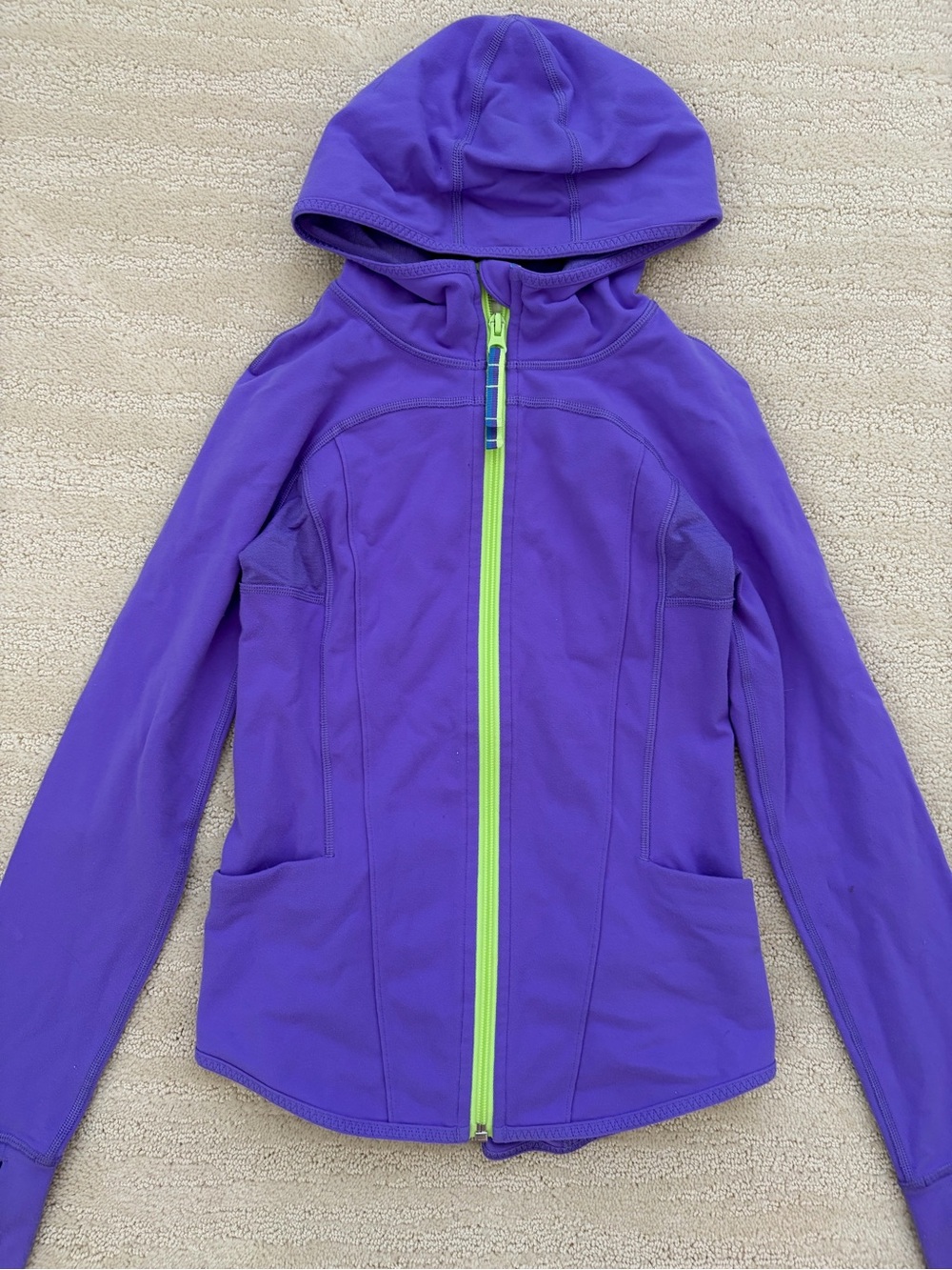 Ivivva Girls' Purple Hooded Zip Jacket with Lime Trim